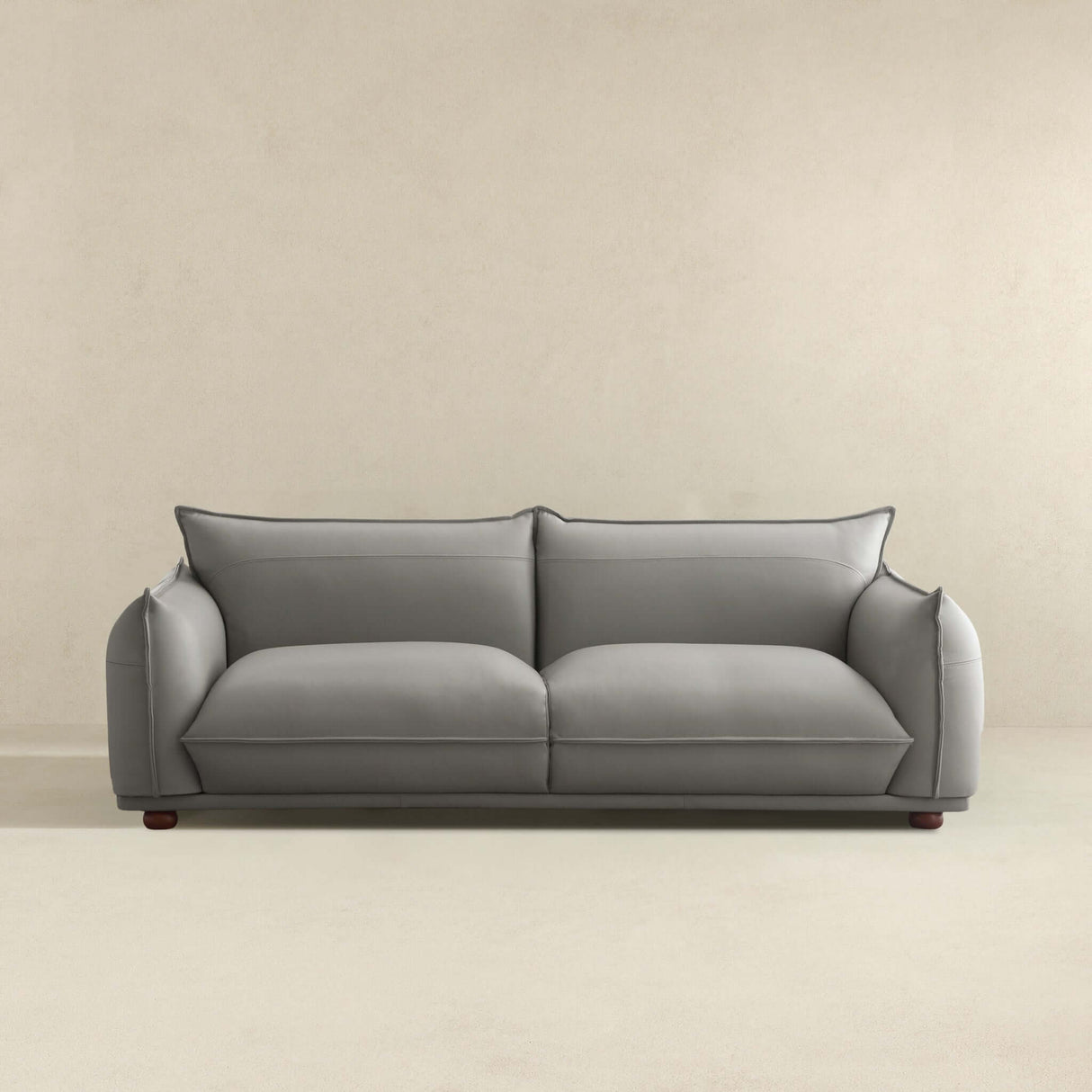 Emma Mid Century Modern Luxury Grey Leather Sofa by Ashcroft Imports at Eve Furniture