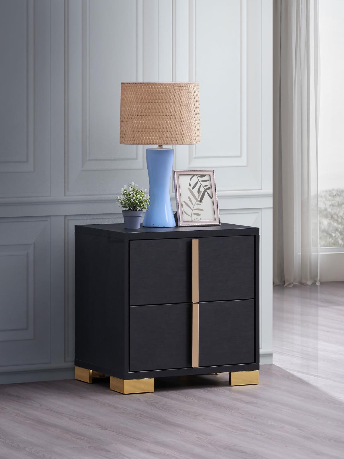 Marceline Black 2-drawer Nightstand by Coaster at Eve Furniture