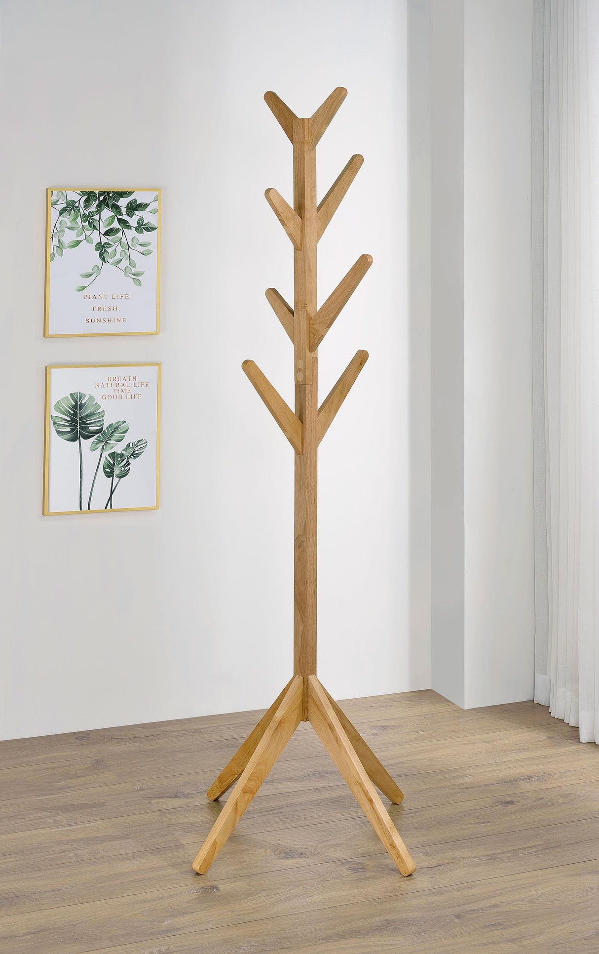 Margaret Natural Oak Solid Wood Coat Rack by Coaster at Eve Furniture