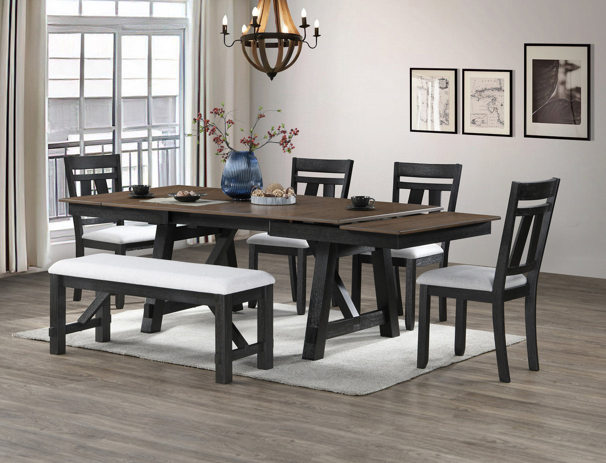 Maribelle Wheat Charcoal Extendable Dining Set by Crown Mark at Eve Furniture