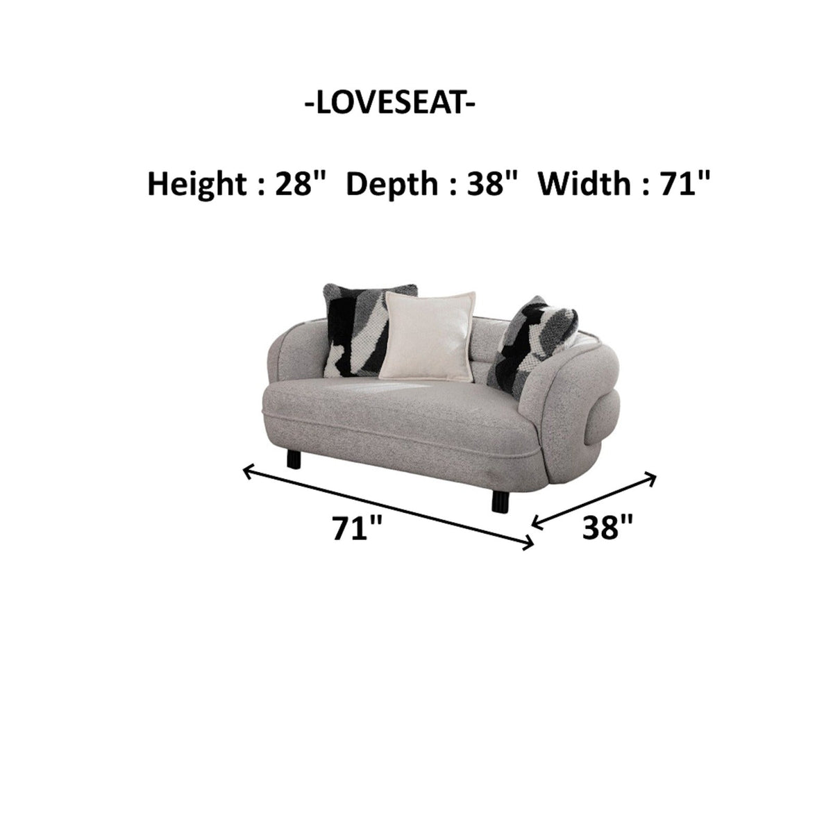 Marsilya Grey 4-pieces Livingroom Set