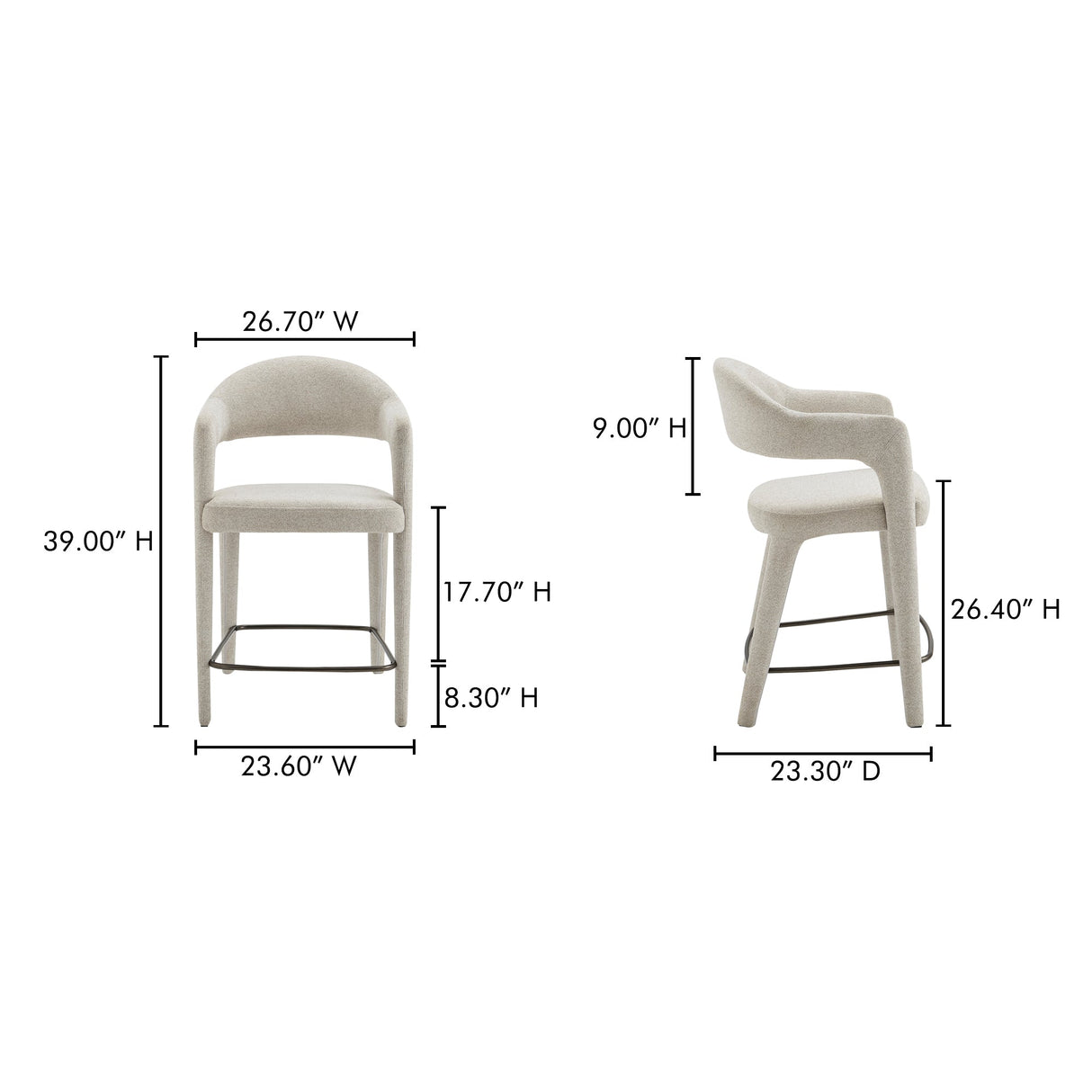 Martens Beige Counter Stool by Moe's Home at Eve Furniture