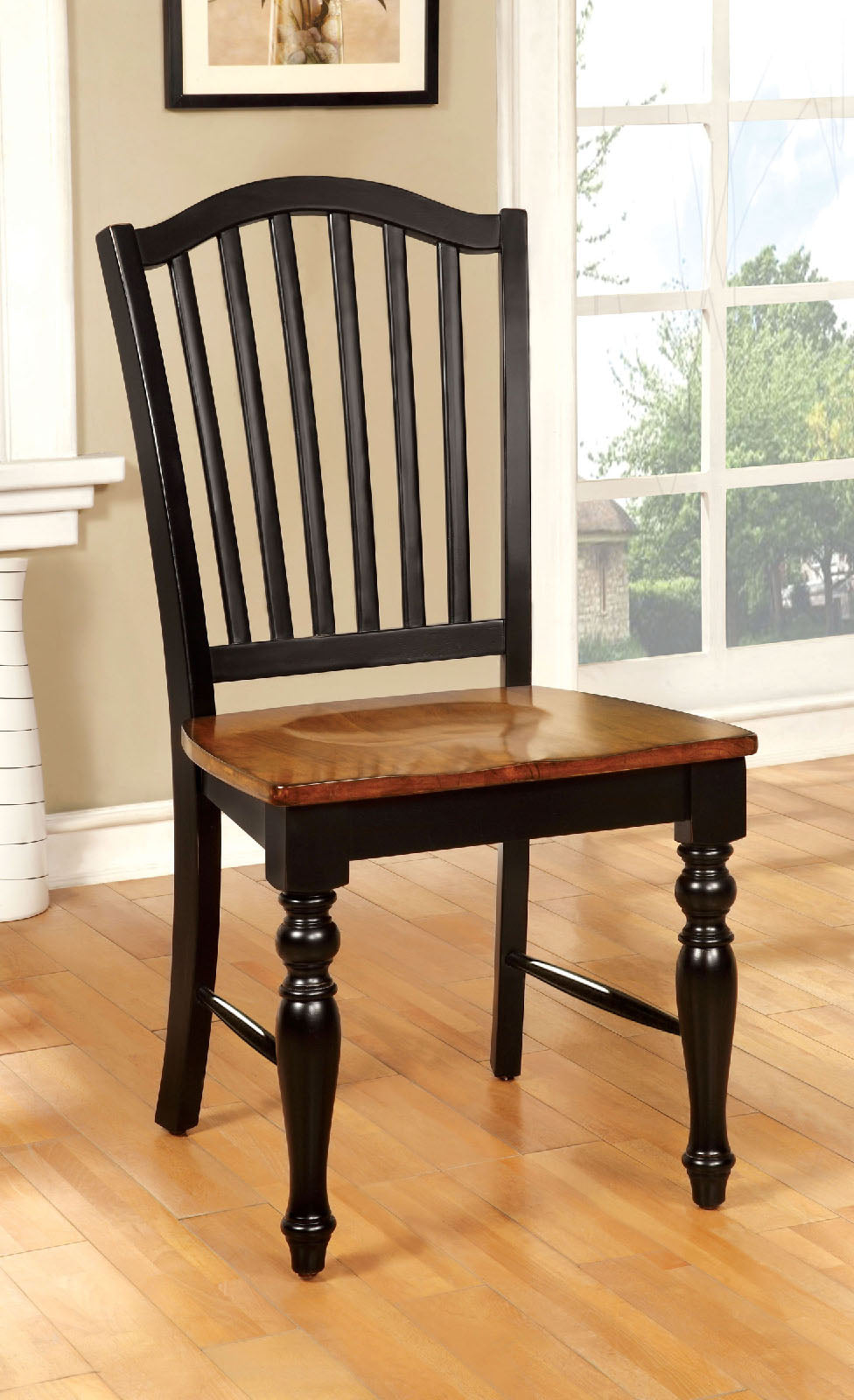 Mayville Black/Antique Oak Side Chair by Furniture of America at Eve Furniture