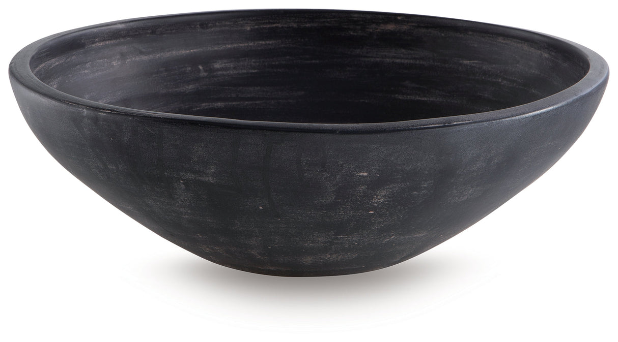 Meadie Distressed Black Bowl by Ashley at Eve Furniture