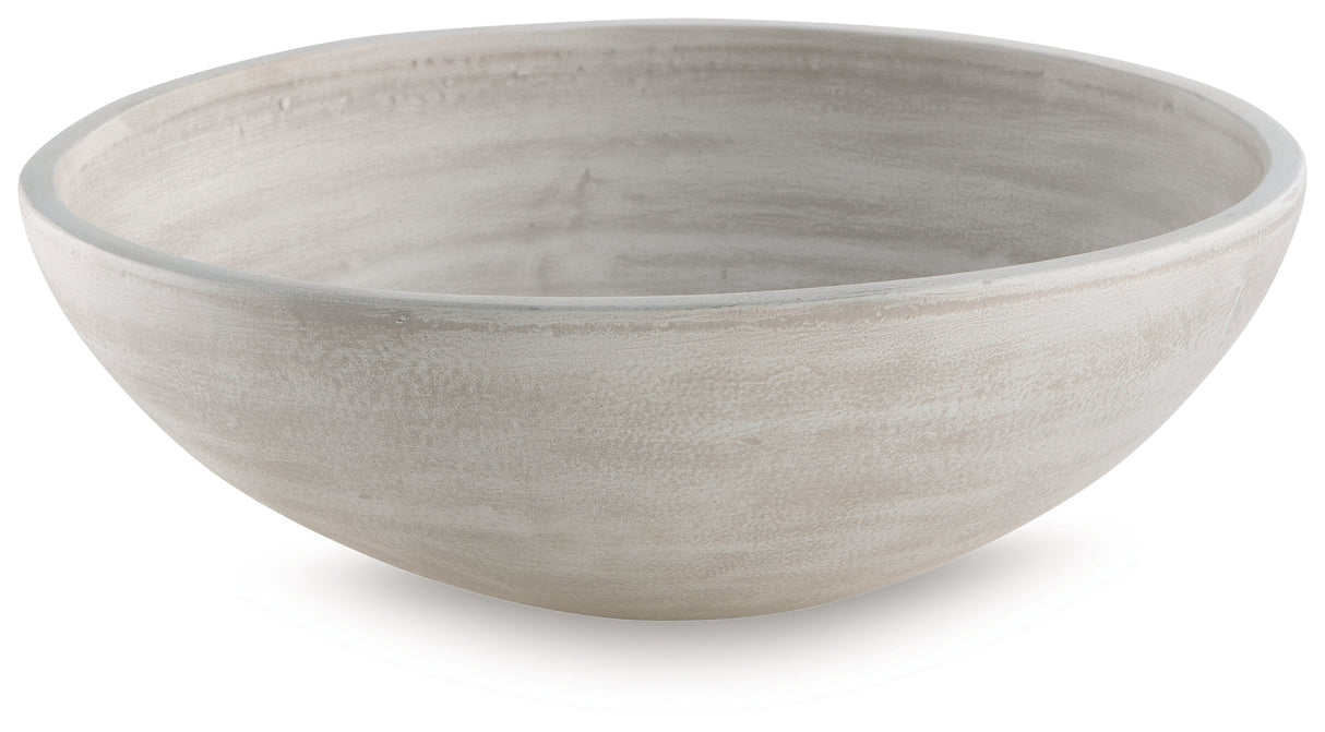 Meadie Distressed White Bowl by Ashley at Eve Furniture