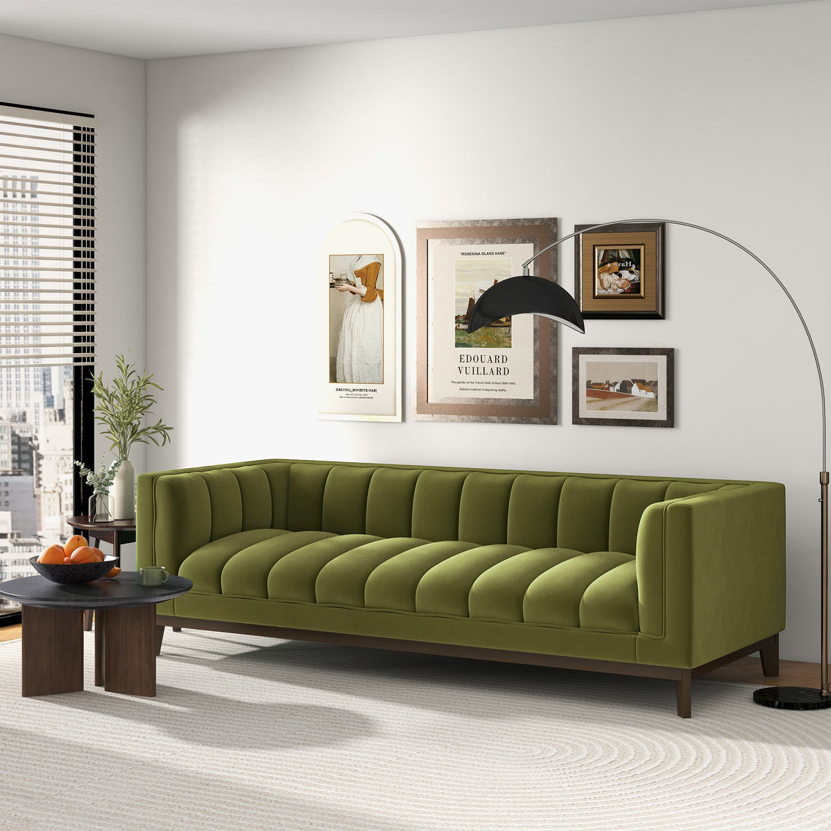 Melissa Mid-Century Green Velvet Modern Sofa by Ashcroft Imports at Eve Furniture