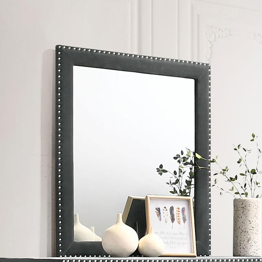 Melody Gray Rectangular Upholstered Dresser Mirror by Coaster at Eve Furniture