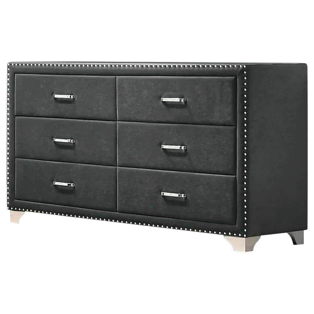 Melody Gray Upholstered 6-Drawer Dresser by Coaster at Eve Furniture