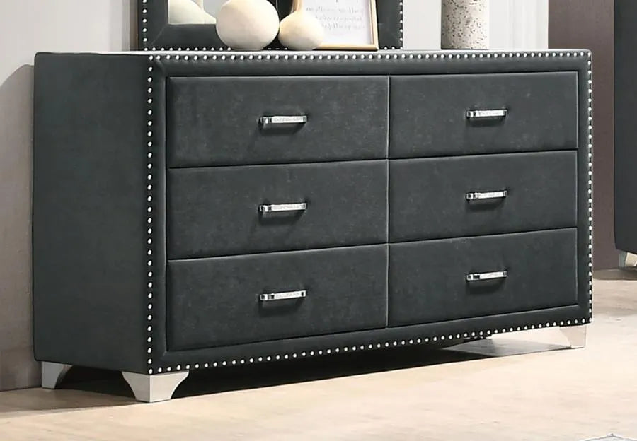 Melody Gray Upholstered 6-Drawer Dresser by Coaster at Eve Furniture
