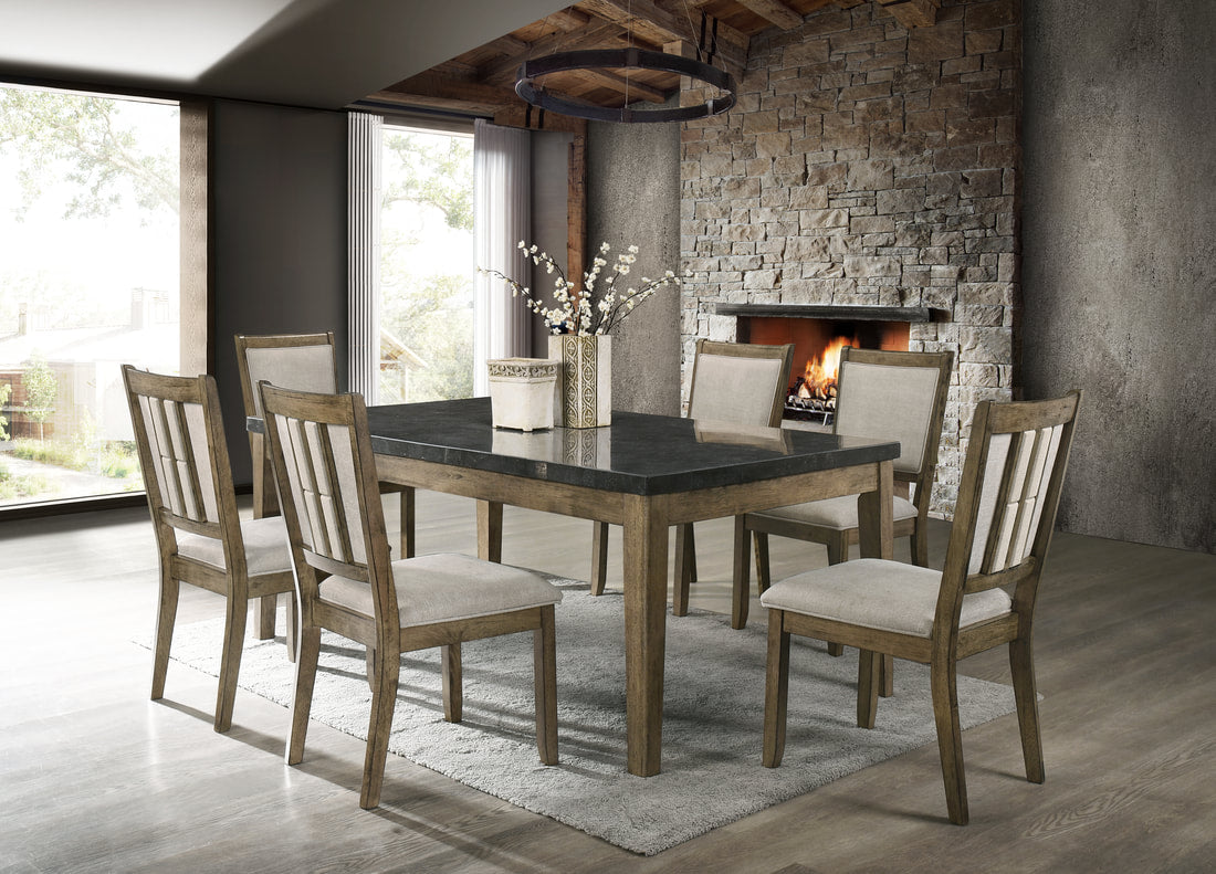 Melstone Genuine Marble 7-Piece Dining Set by Happy Homes at Eve Furniture