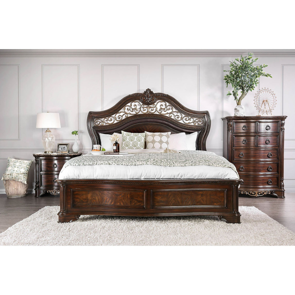 Menodora Brown Cherry Queen Bed by Furniture of America at Eve Furniture