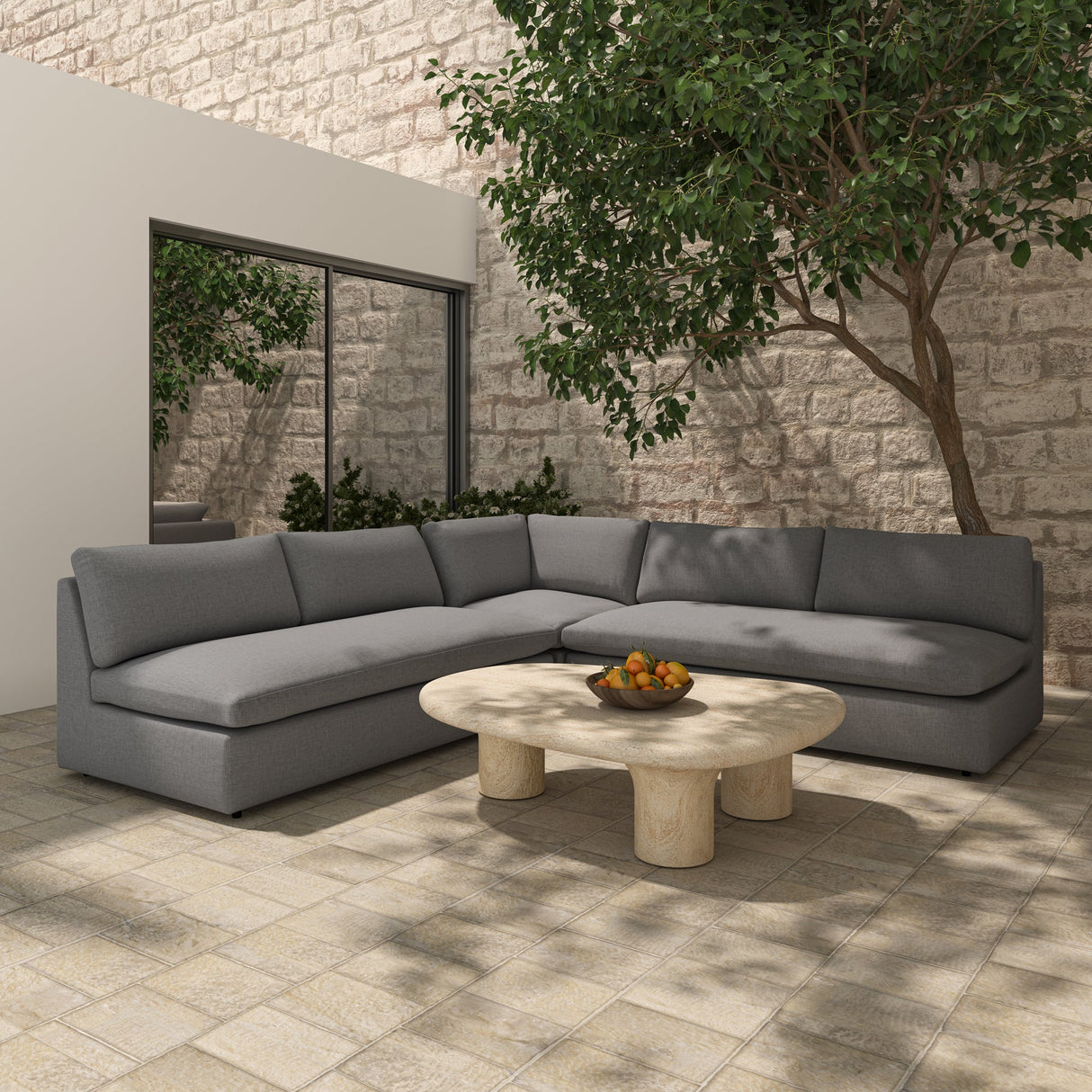 Miles Speckled Light Grey Outdoor Corner by Moe's Home at Eve Furniture
