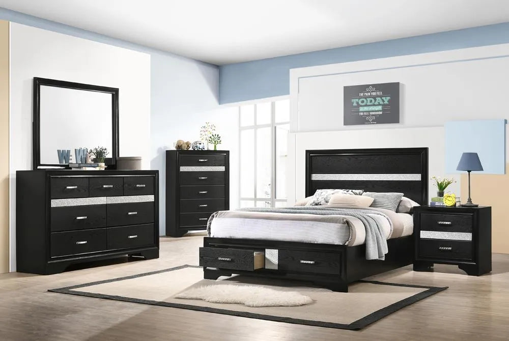 Miranda Black 4-Piece Full Storage Bedroom Set by Coaster at Eve Furniture