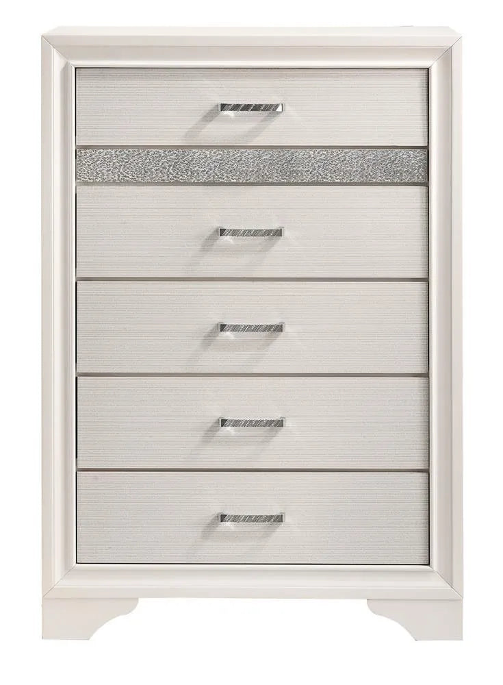 Miranda White/Rhinestone 5-Drawer Chest by Coaster at Eve Furniture