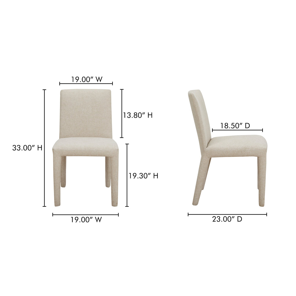Monte Dining Chair Beige (Set of 2) by Moe's Home at Eve Furniture