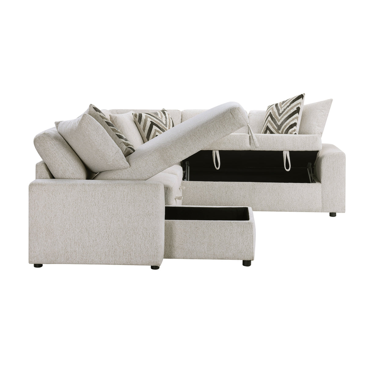 Myrtle Beige 3-Piece Sectional with Pull-out Bed by Homelegance at Eve Furniture