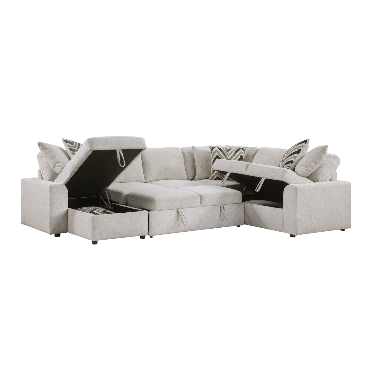 Myrtle Beige 3-Piece Sectional with Pull-out Bed by Homelegance at Eve Furniture