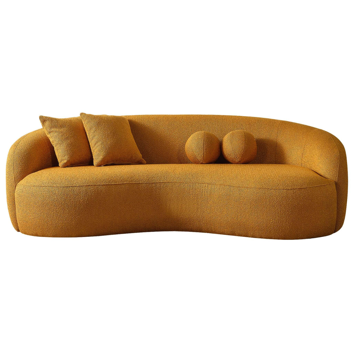 Drake Japandi Style Curvy Gold Boucle Sofa by Ashcroft Furniture at Eve Furniture