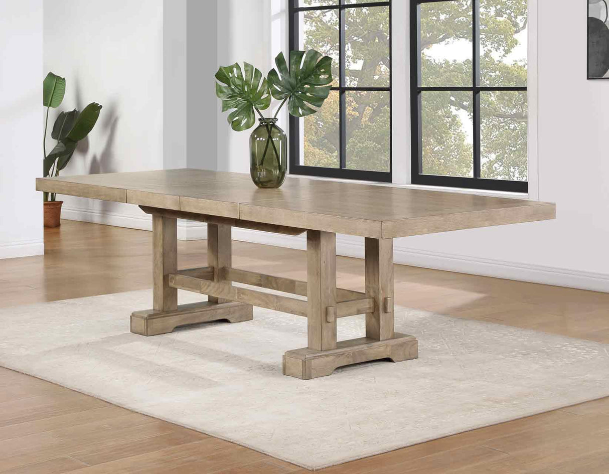 Napa 108-inch Dining Table with 2/18-inch Leaves, Sand by Steve Silver at Eve Furniture