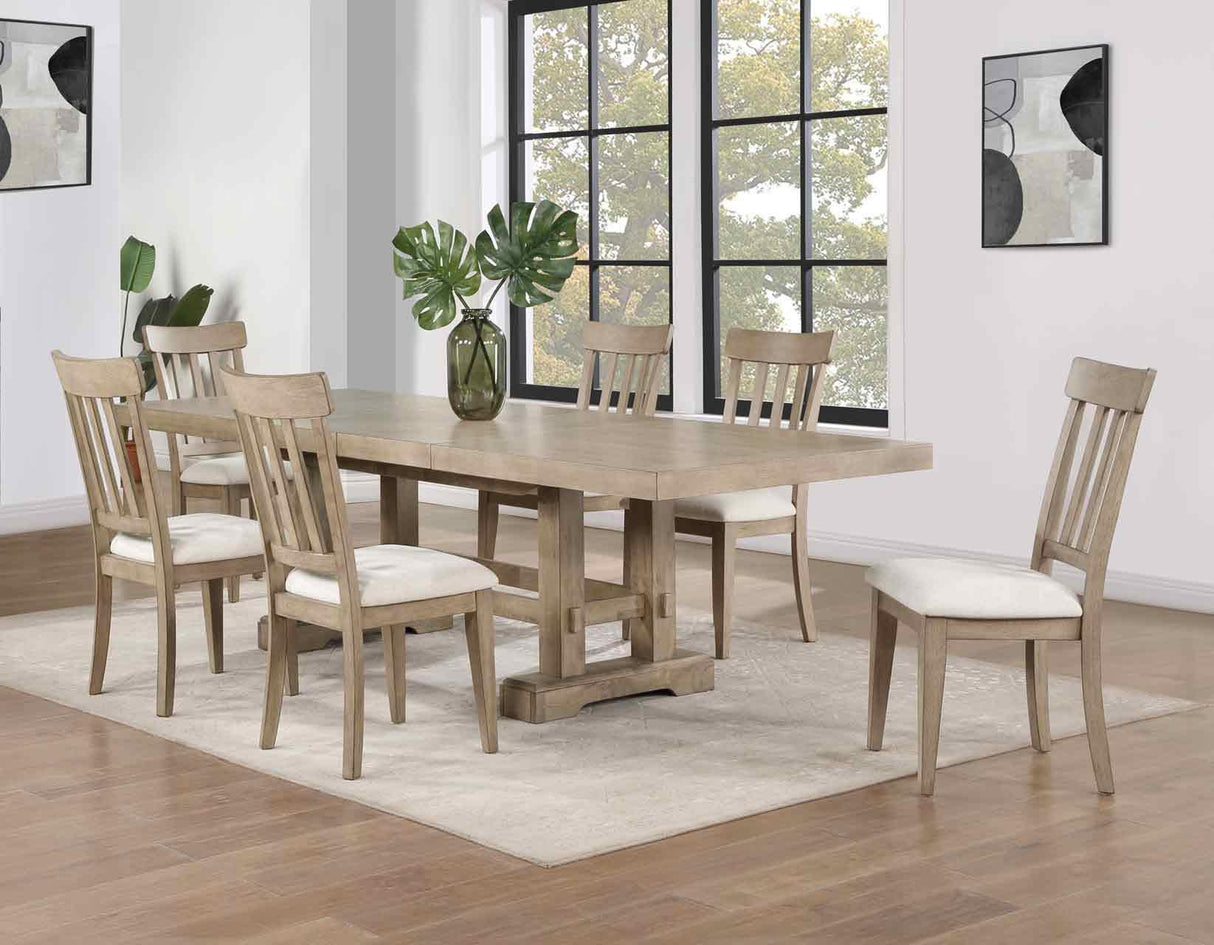 Napa 108-inch Dining Table with 2/18-inch Leaves, Sand by Steve Silver at Eve Furniture