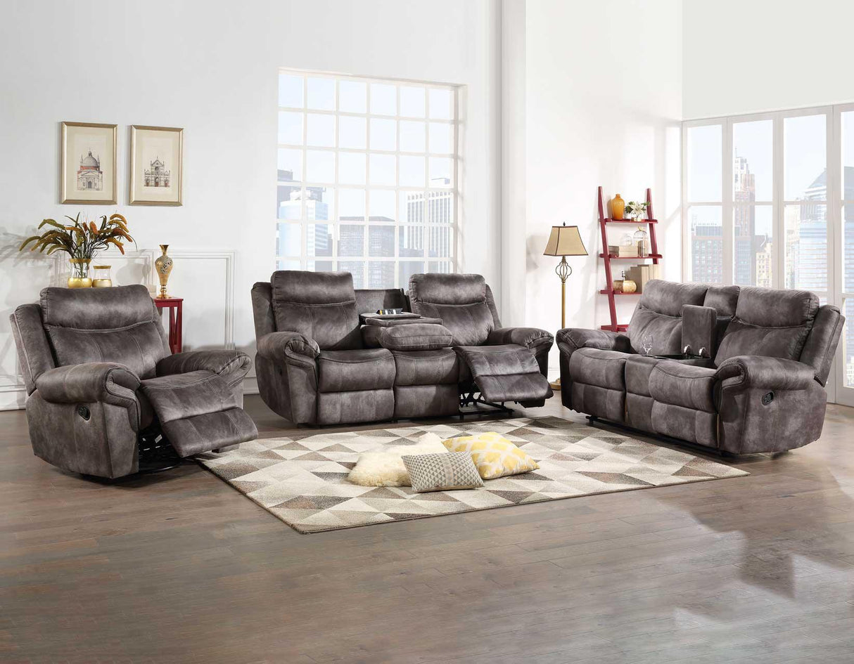Nashville Gray Manual Glider Recliner Console Loveseat by Steve Silver at Eve Furniture