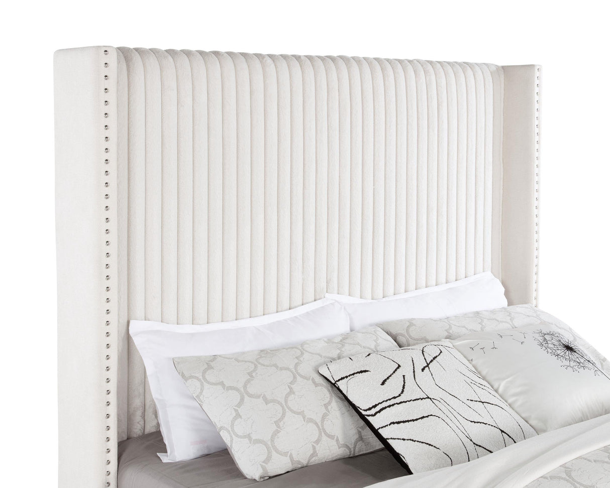 Natasha Cream 69-inch Upholstered Queen Wingback Bed by Coaster at Eve Furniture
