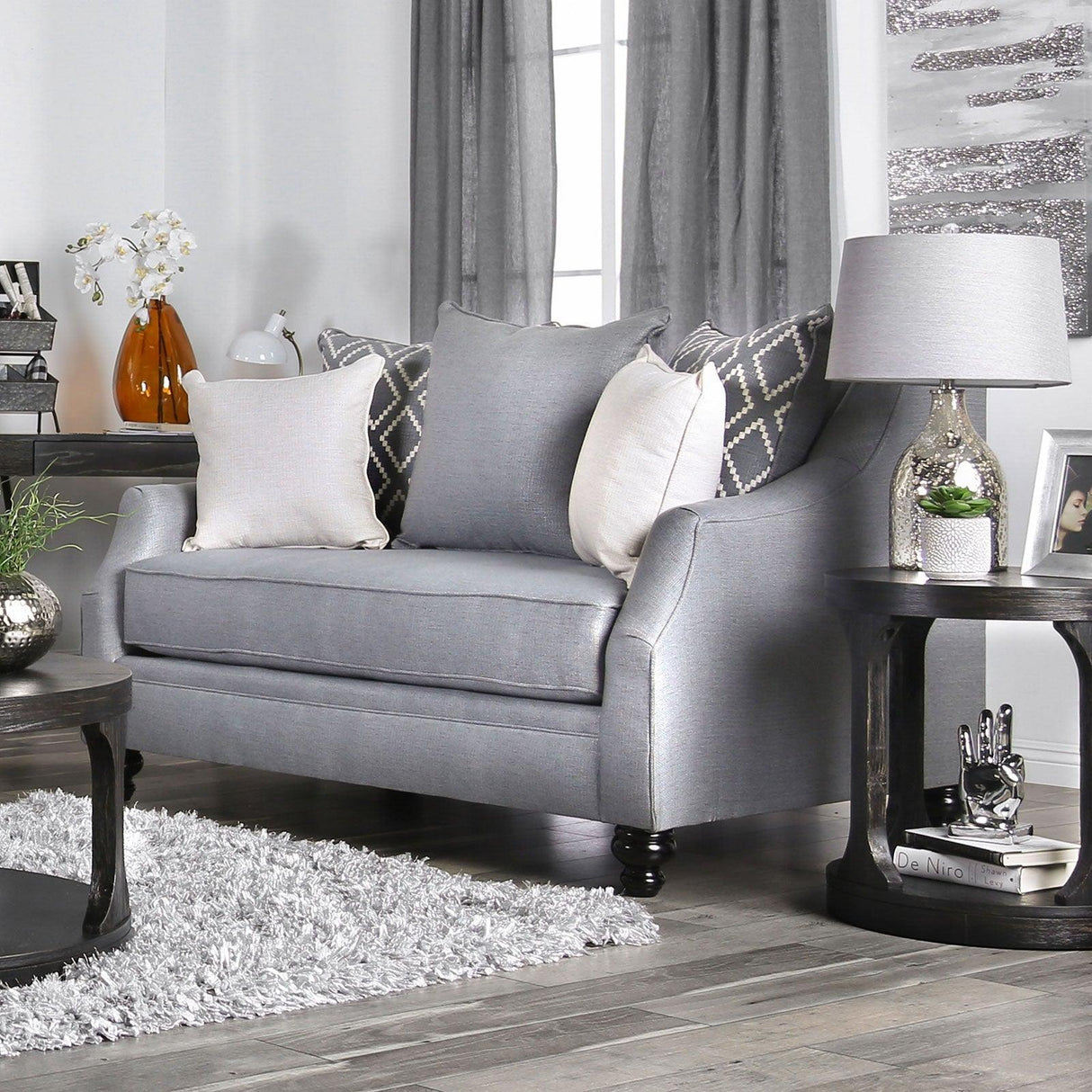 Nefyn Gray Loveseat by Furniture of America at Eve Furniture
