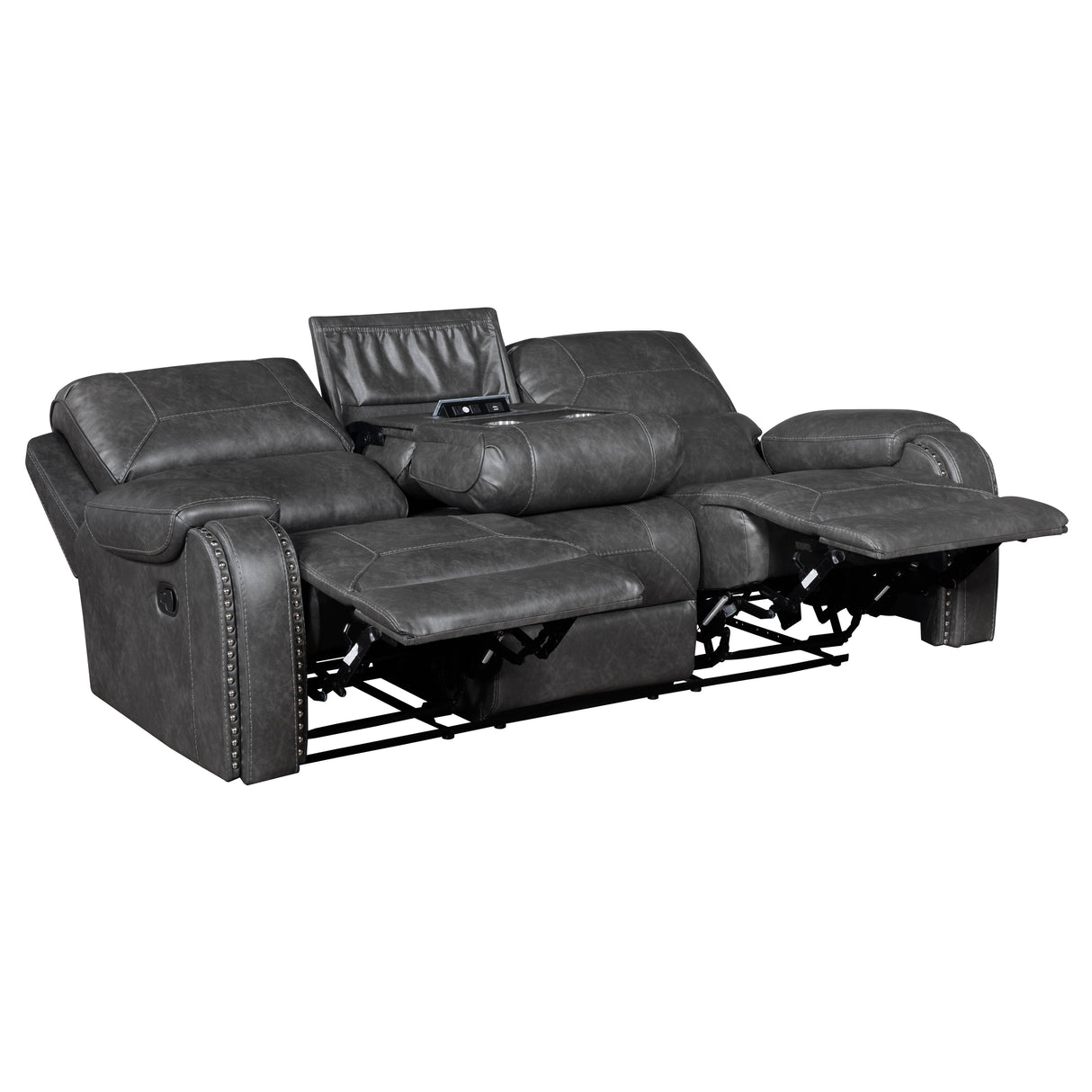 Newnan Gray Double Reclining Sofa by Homelegance at Eve Furniture