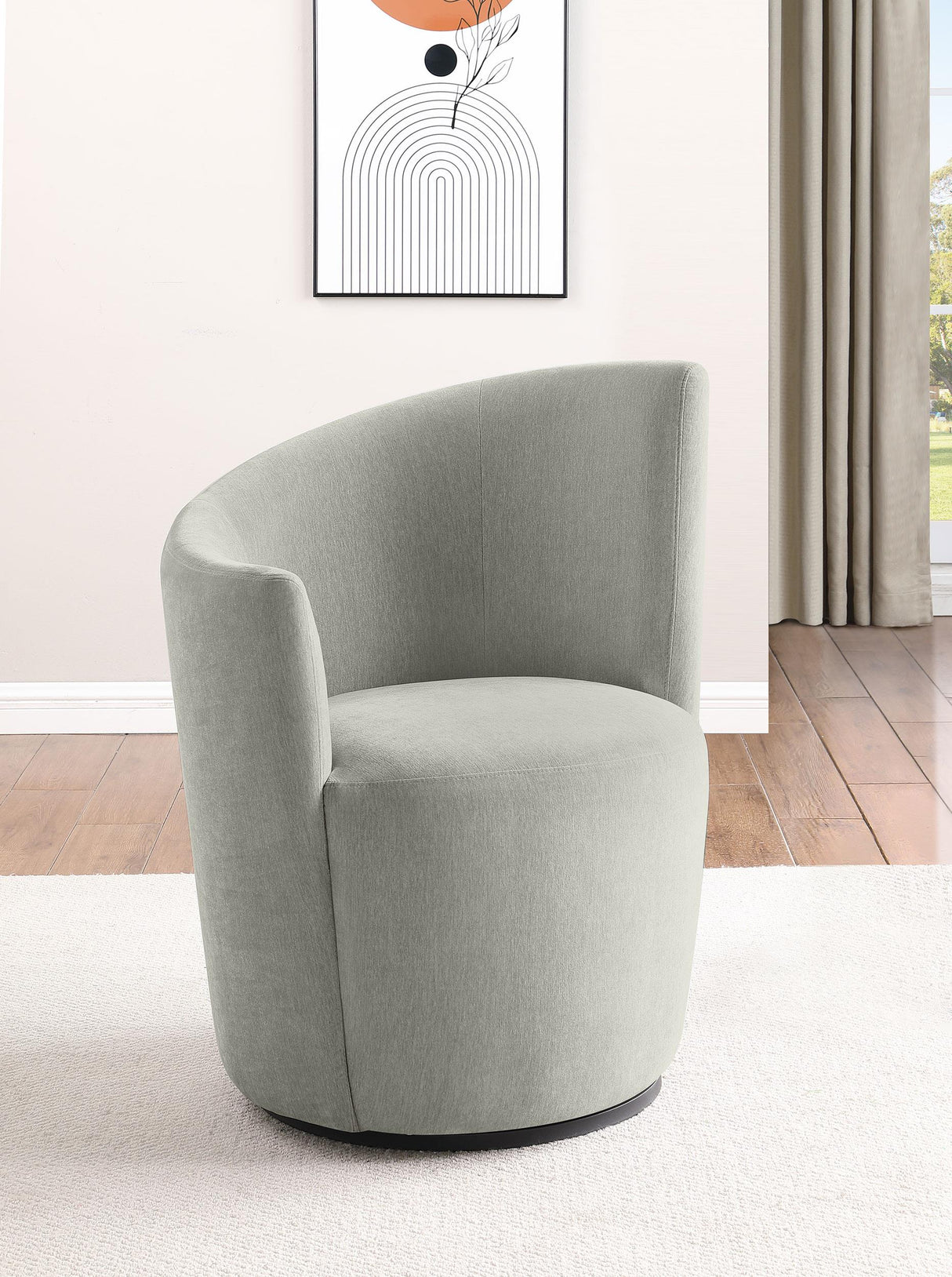 Nueva Dove Grey Upholstered Swivel Chair Curved Backrest by Coaster at Eve Furniture