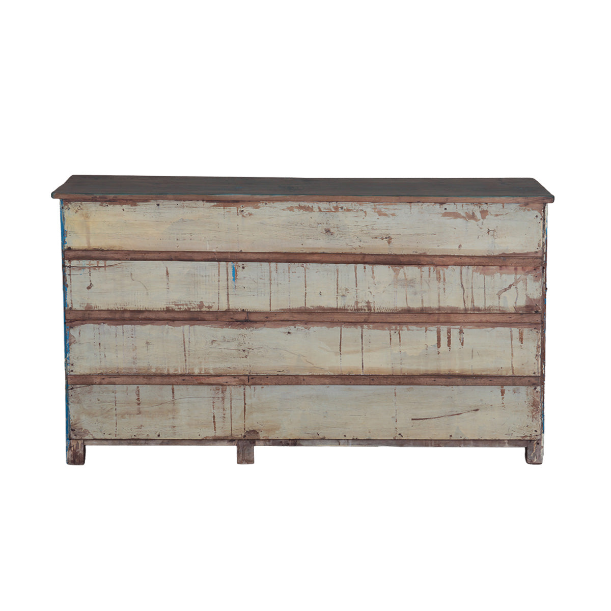 Blue Teak Sideboard With 3 Glass Doors