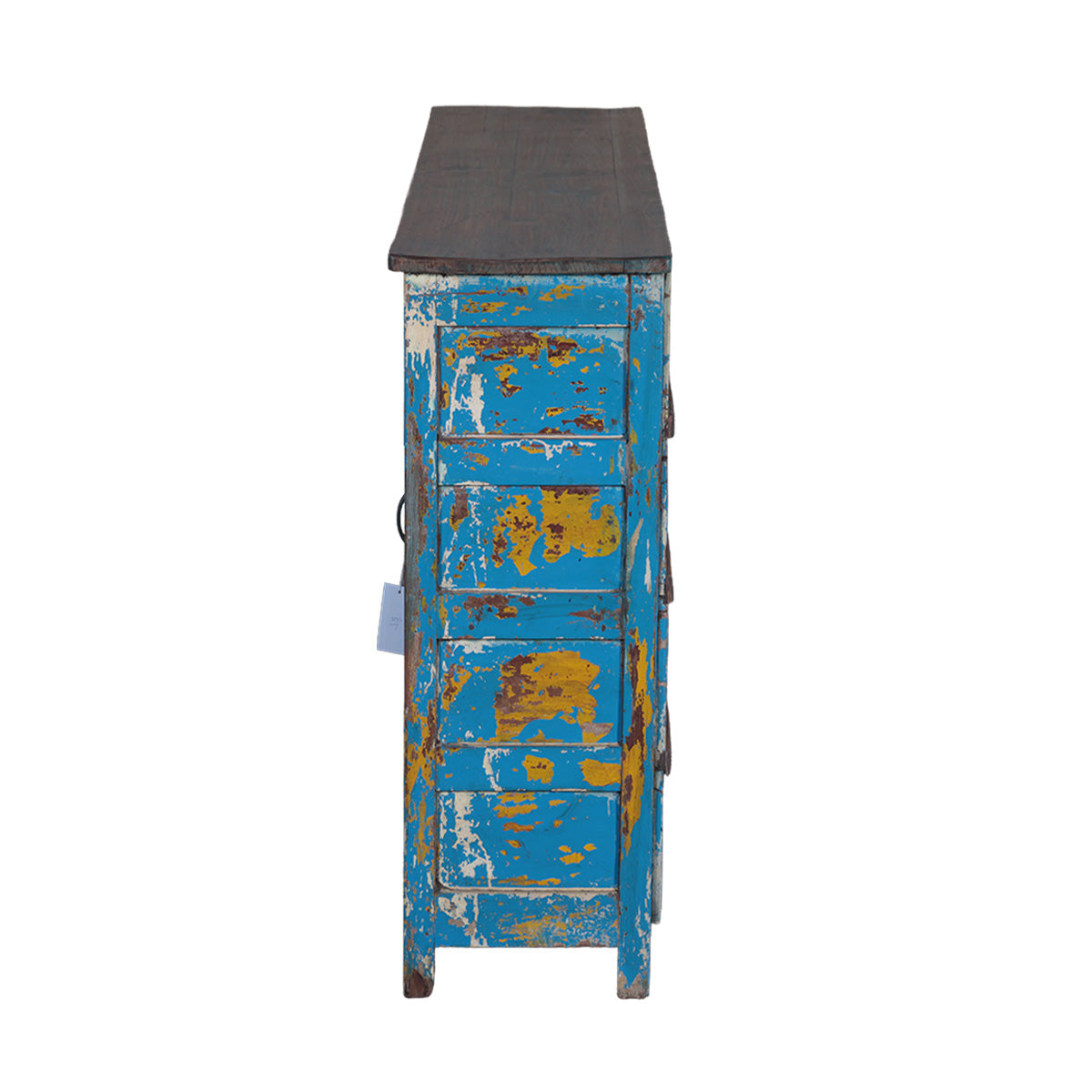 Blue Teak Sideboard With 3 Glass Doors