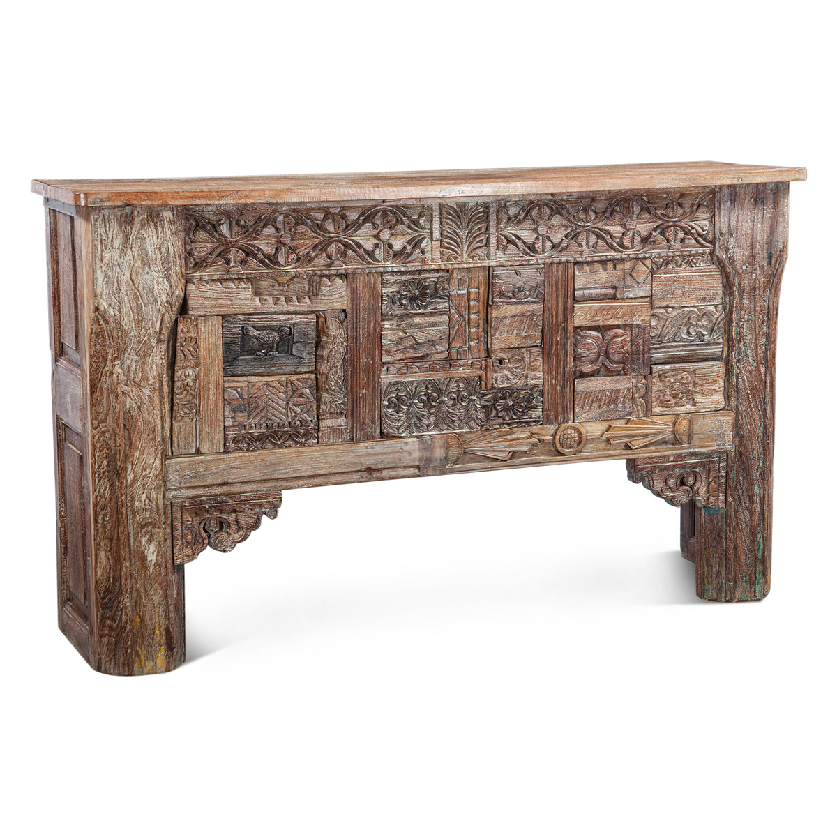 Large Carved Wooden Console Table