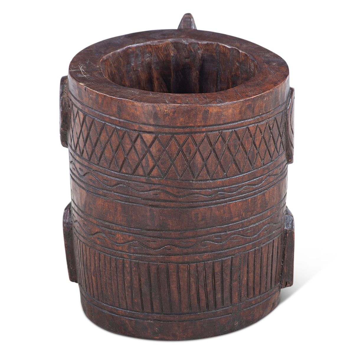 Carved Wooden Tibbati Pot with Handle