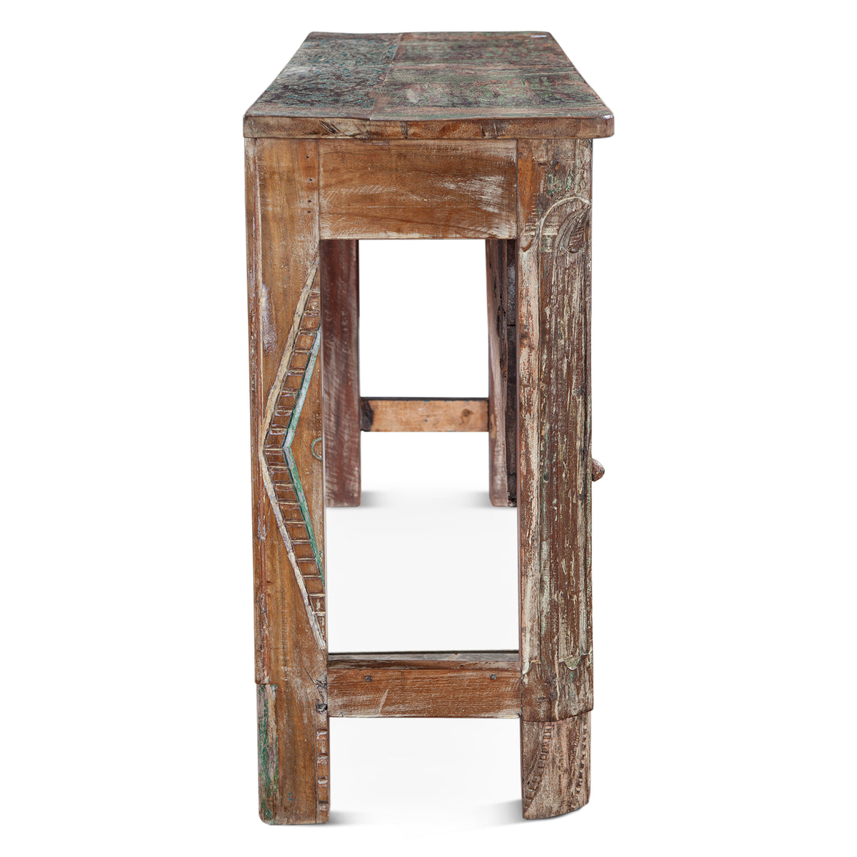 Finely Carved Reclaimed Door Console Table