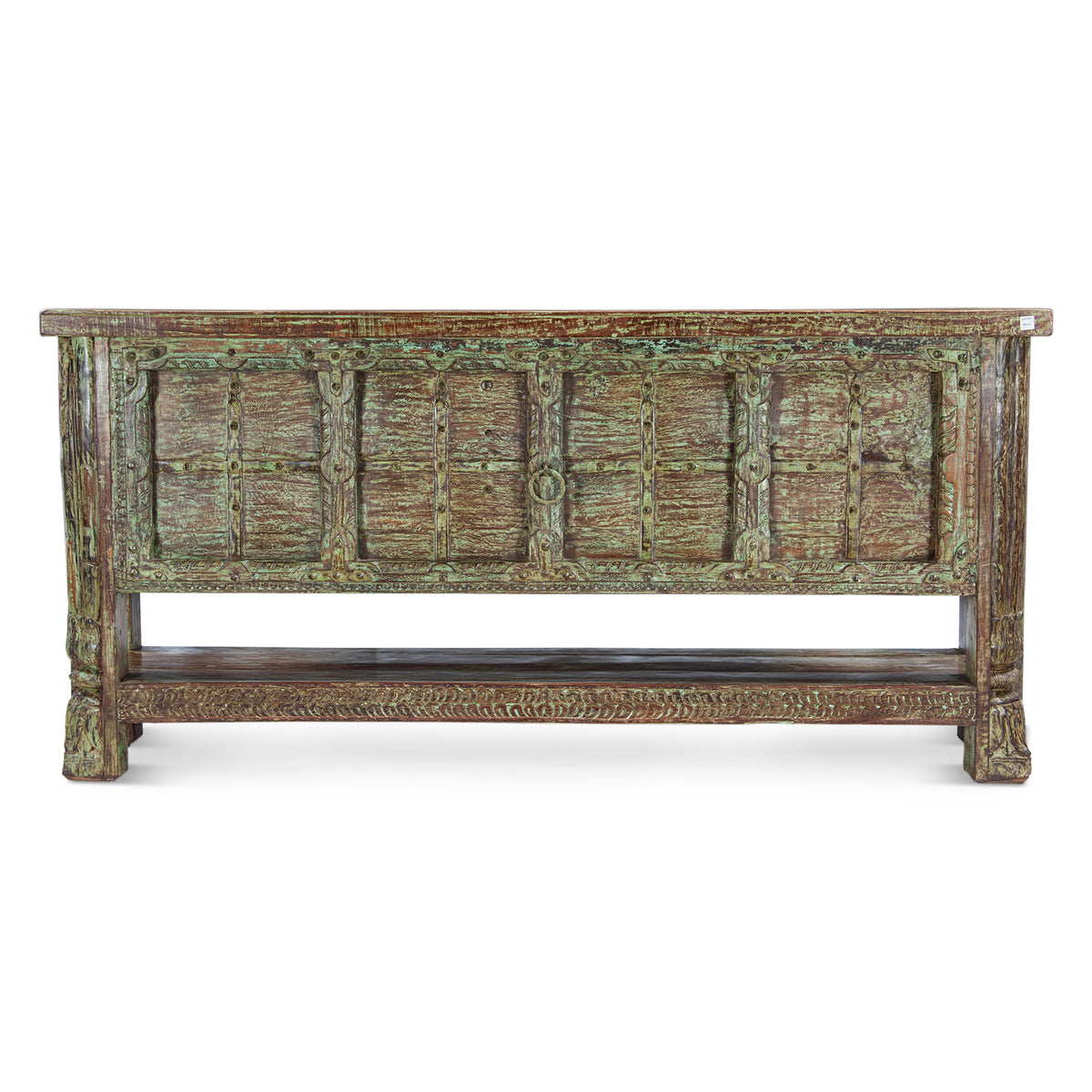 Reclaimed Door Console Table with Bottom Shelf