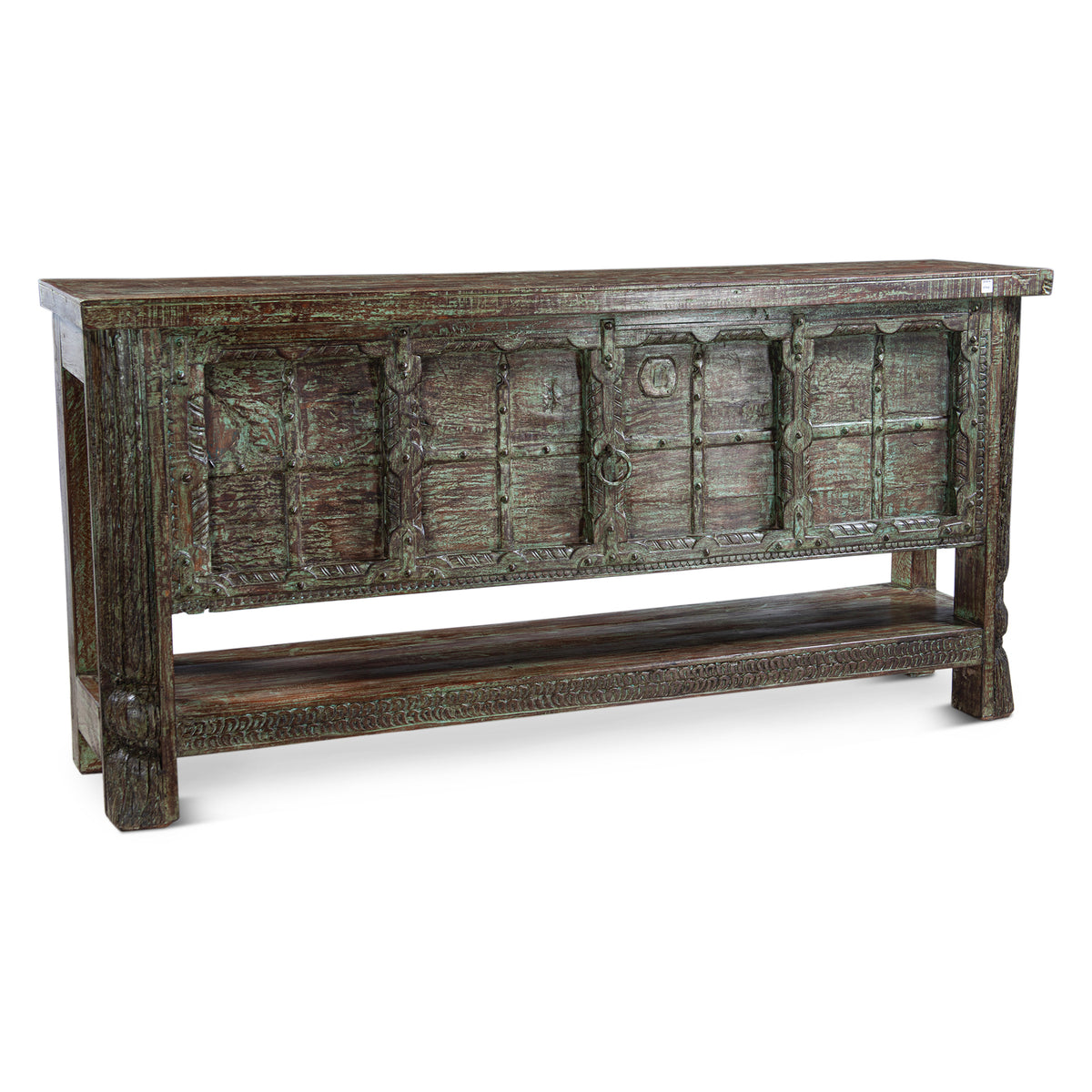 Reclaimed Door Console Table with Bottom Shelf