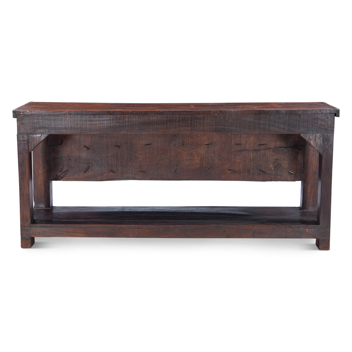 Finely Carved Wood Door Console Table with Bottom Shelf