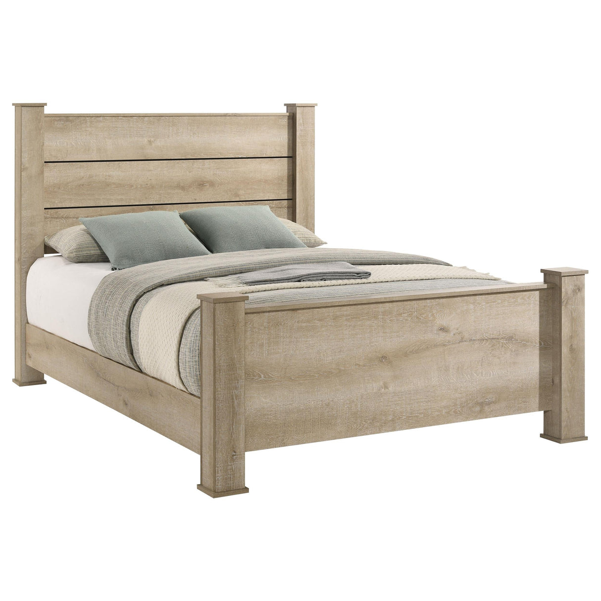 Oakglen Weathered Oak 55-inch Eastern King Panel Bed by Coaster at Eve Furniture