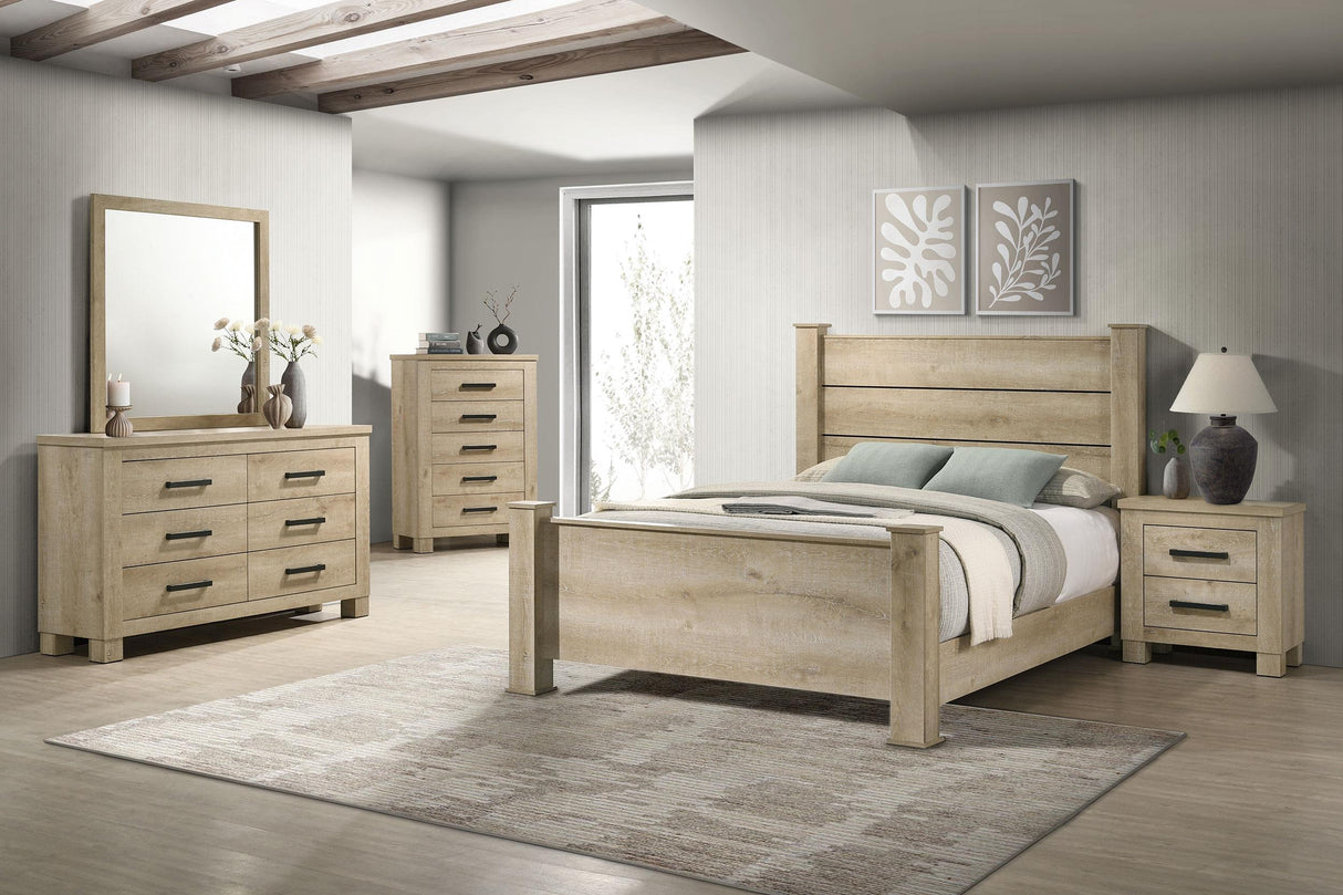 Oakglen Weathered Oak 55-inch Eastern King Panel Bed by Coaster at Eve Furniture