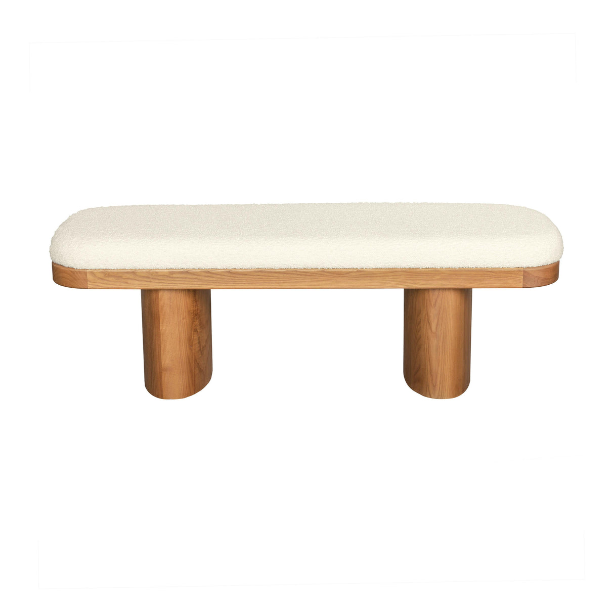 Ollie White Performance Boucle Wooden Bench by TOV Furniture at Eve Furniture