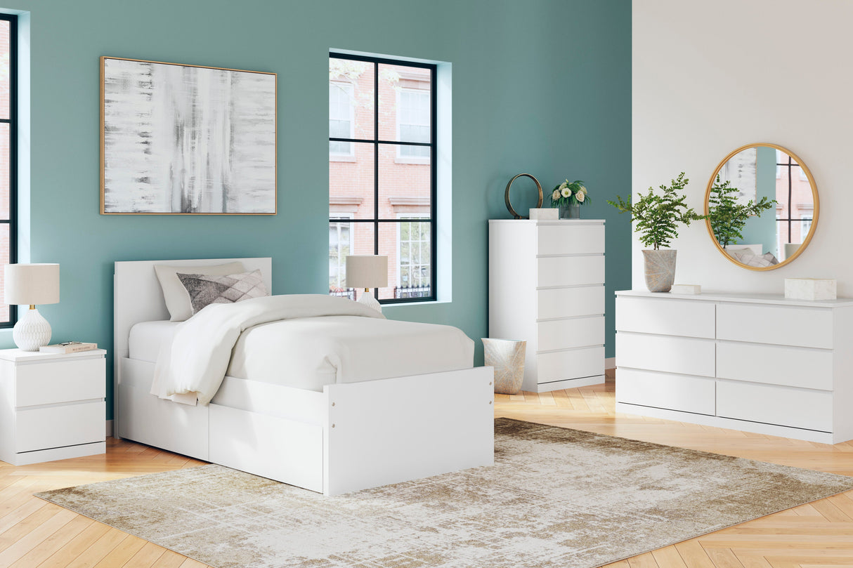 Onita White Youth One Side Storage Panel Platform Bedroom Set by Ashley at Eve Furniture