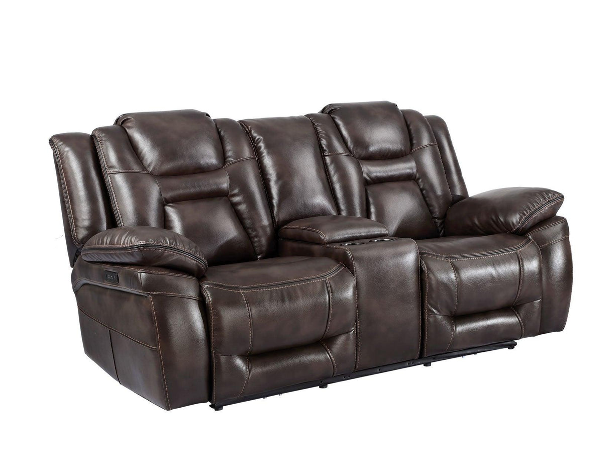 Oportuna Dual-Power Reclining Console Loveseat by Steve Silver at Eve Furniture