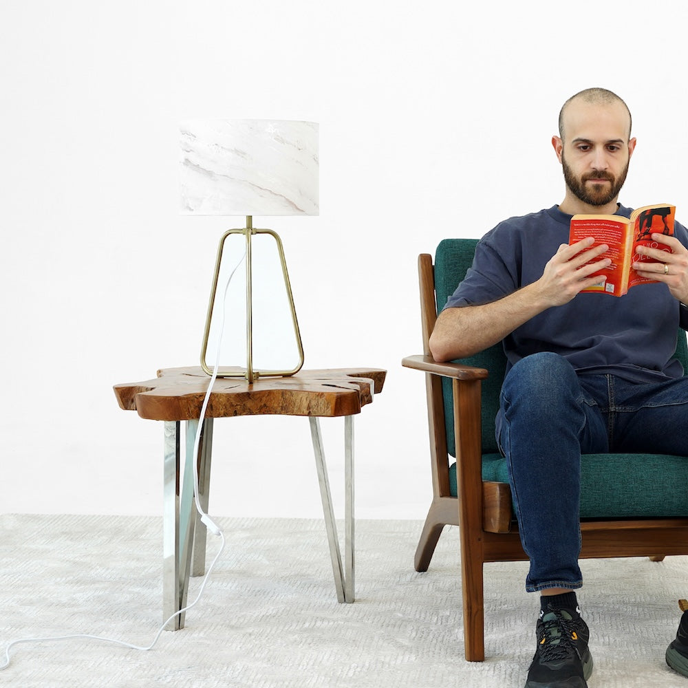 Optima Marble Lampshade Table Lamp - Bronze by Ashcroft Imports at Eve Furniture