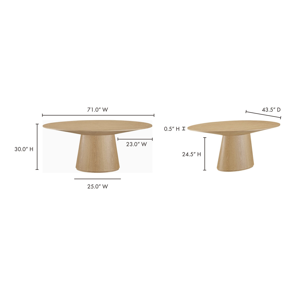 Otago Natural Oak Oval Dining Table by Moe's Home at Eve Furniture