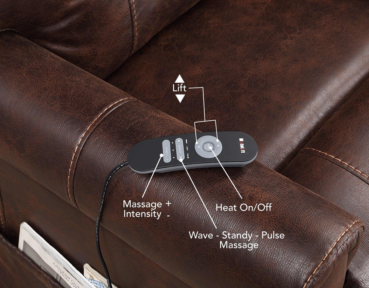 Ottawa Walnut Power Lift Chair with Heat and Massage by Steve Silver at Eve Furniture