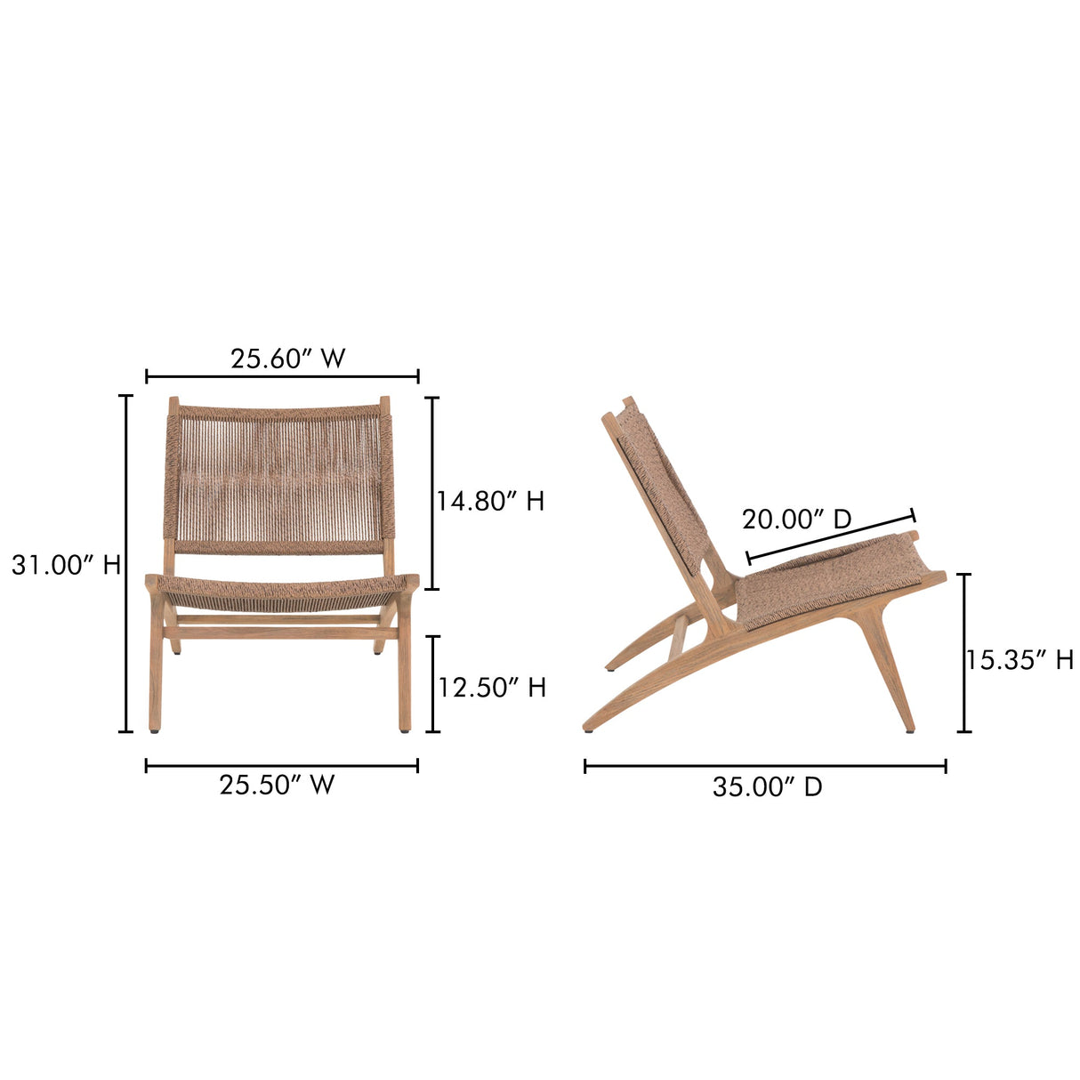 Palma Warm Brown Outdoor Lounge Chair by Moe's Home at Eve Furniture