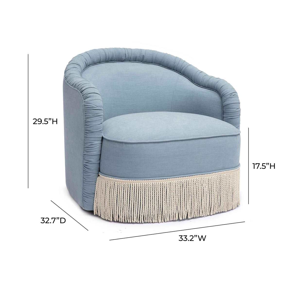 Pamela Faded Blue Upcycled Fabric Tassel Lounge Chair by TOV Furniture at Eve Furniture