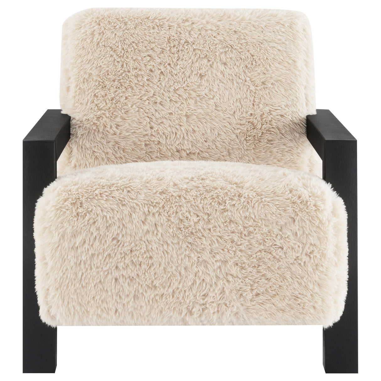 Paquet Latte Faux Fur Solid Wood Arm Chair by Coaster at Eve Furniture