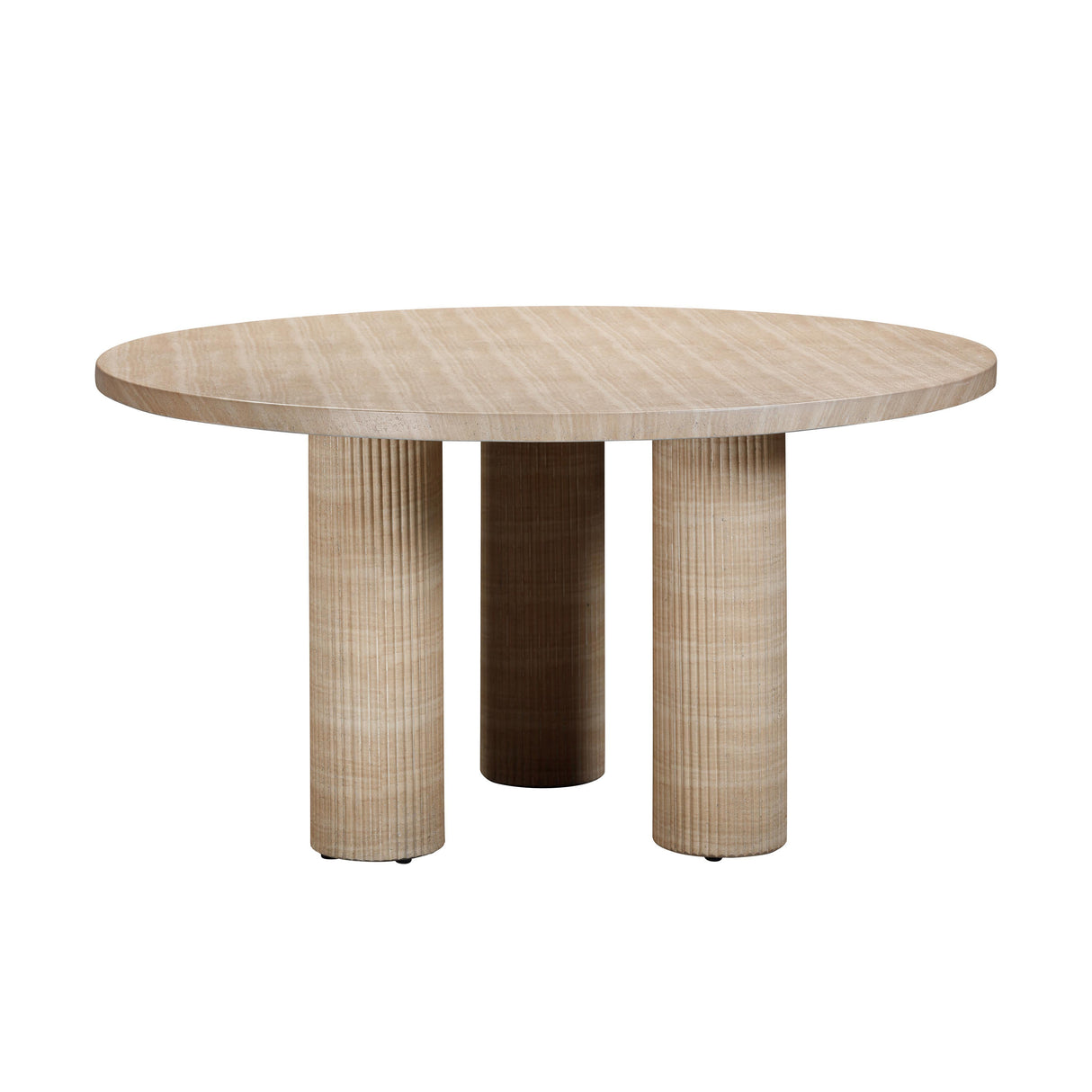 Patti Textured Faux Travertine Indoor / Outdoor 55" Round Dining Table by TOV Furniture at Eve Furniture