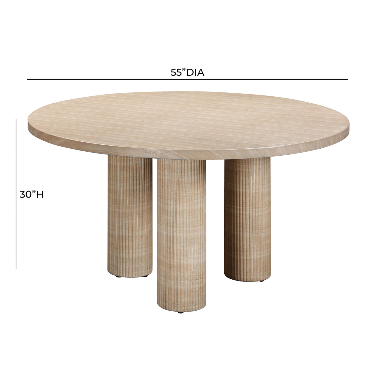 Patti Textured Faux Travertine Indoor / Outdoor 55" Round Dining Table by TOV Furniture at Eve Furniture